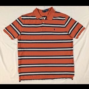 Vintage Polo Ralph Lauren Shirt Mens XL Striped Vermilion & Navy 90s Navy Pony